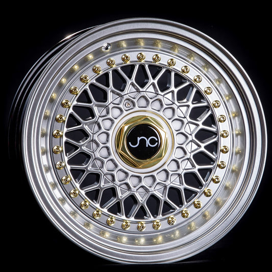 JNC004S Silver Machined Lip Gold Rivets