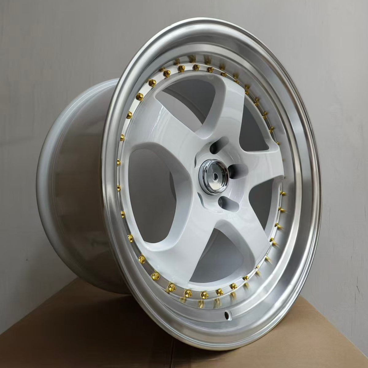 WORK MEISTER S1 Style Wheels White Machined Lip w/ Gold Rivets | WKS-2