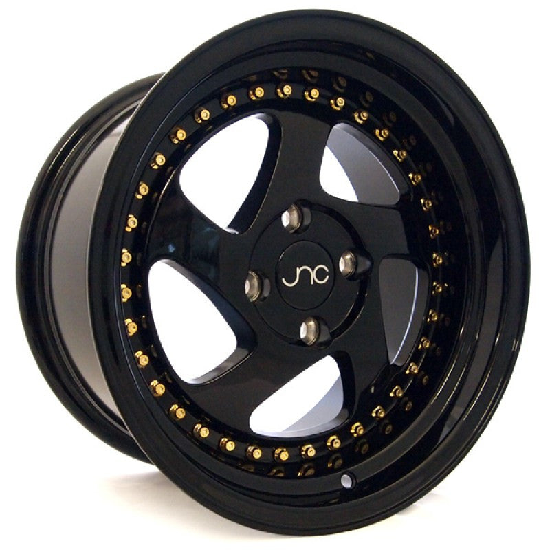 JNC034 Gloss Black Gold Rivets