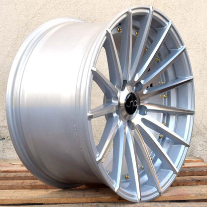JNC042 Silver Machined Face Gold Rivets