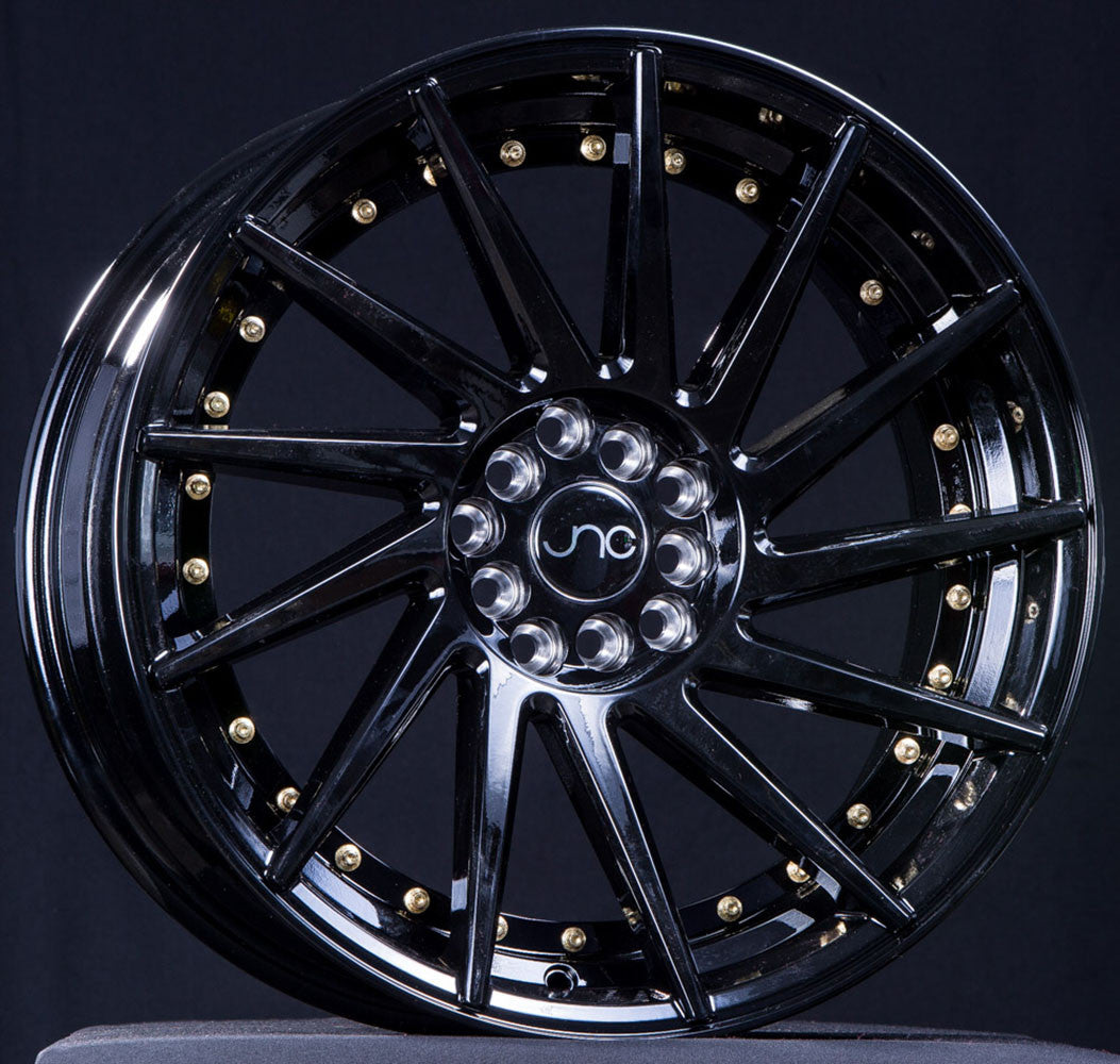 JNC051 Gloss Black/Gold Rivets