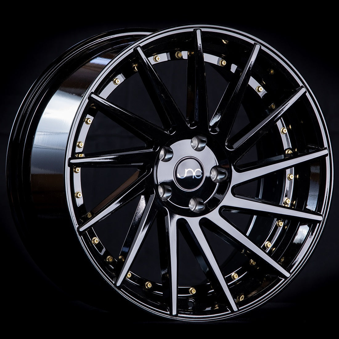 JNC051 Gloss Black/Gold Rivets