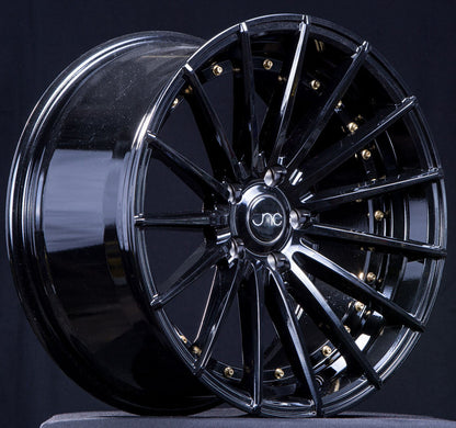 JNC042 Gloss Black Gold Rivets