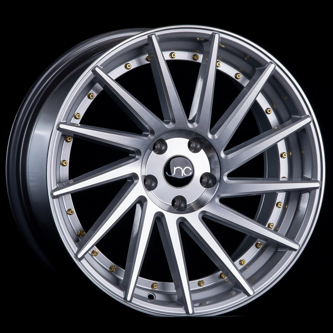 JNC051 Silver Machine Face / Gold Rivets
