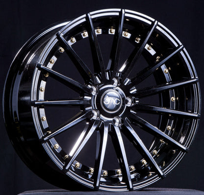 JNC042 Gloss Black Gold Rivets