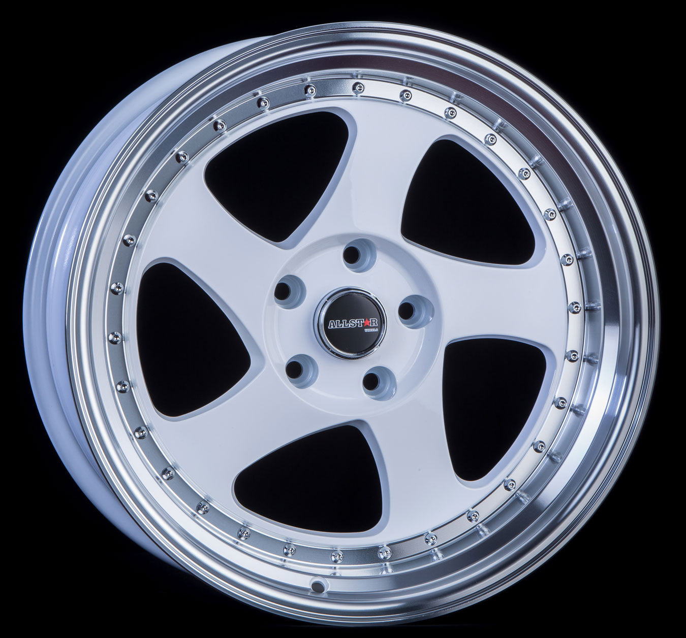 JNC034 White Machined Lip Gold Rivets