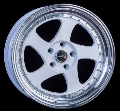 JNC034 White Machined Lip Gold Rivets