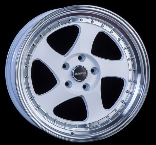JNC034 White Machined Lip Gold Rivets