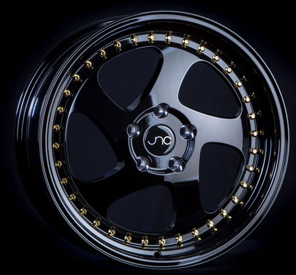 JNC034 Gloss Black Gold Rivets