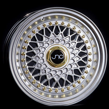 JNC004S Silver Machined Lip Gold Rivets