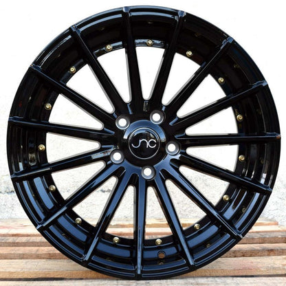 JNC042 Gloss Black Gold Rivets