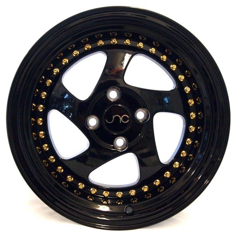 JNC034 Gloss Black Gold Rivets