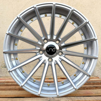 JNC042 Silver Machined Face Gold Rivets