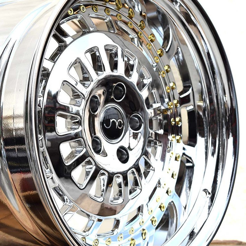 JNC046 Platinum w/ Gold Rivets