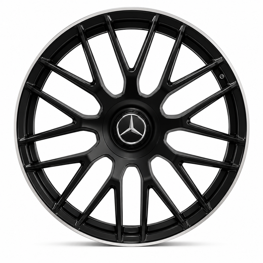 C63 AMG Style Wheels Matte Black Machined Lip | MB03