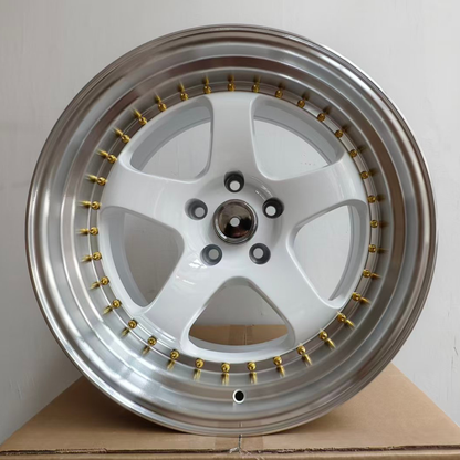 WORK MEISTER S1 Style Wheels White Machined Lip w/ Gold Rivets | WKS-2