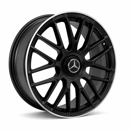 C63 AMG Style Wheels Matte Black Machined Lip | MB03